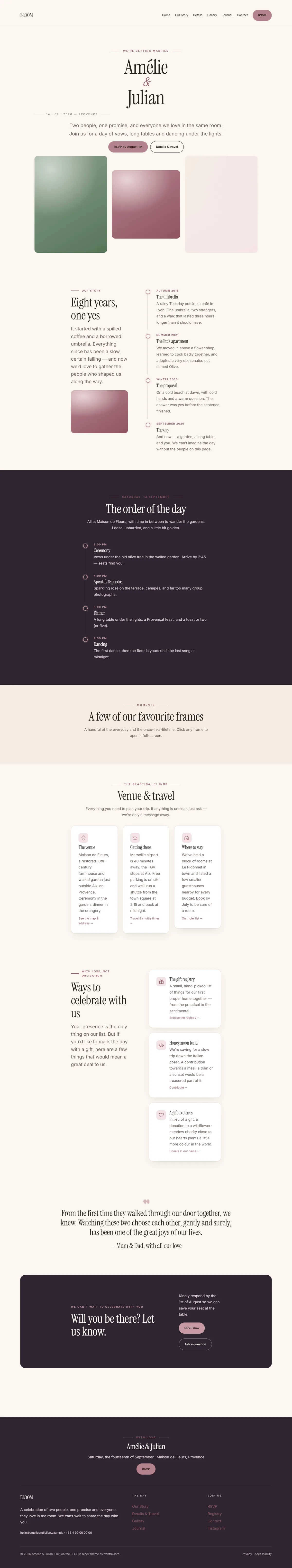 BLOOM — WordPress Wedding & Events Theme screenshot 1