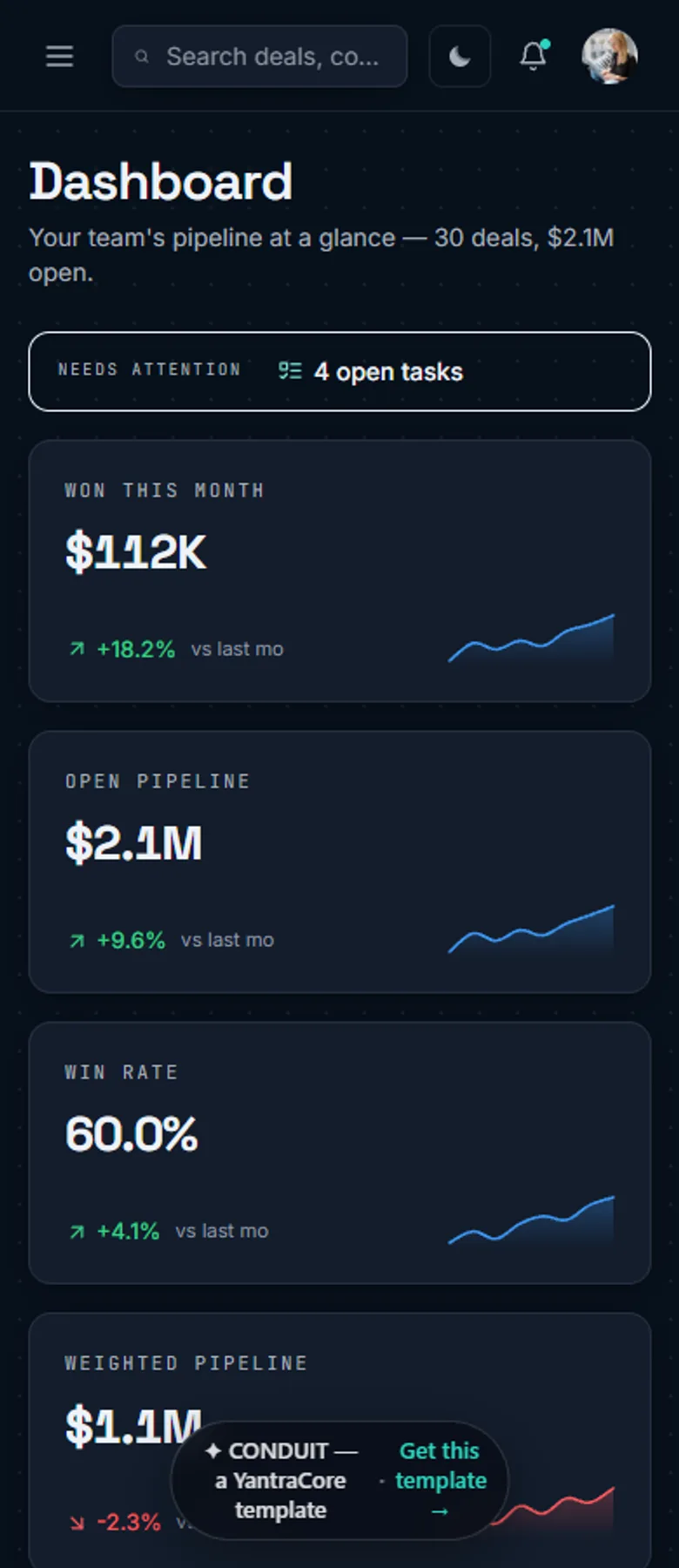 CONDUIT — Sales CRM Dashboard screenshot 7