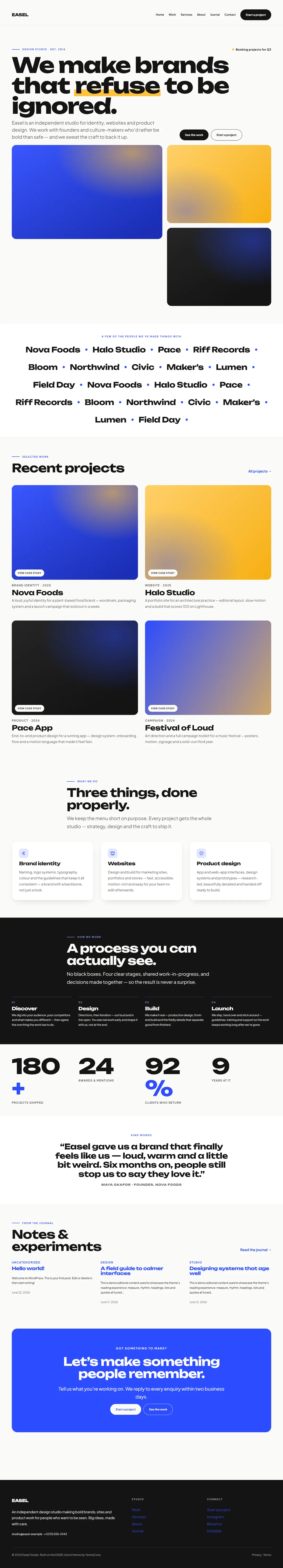 EASEL — WordPress Portfolio Theme screenshot 1
