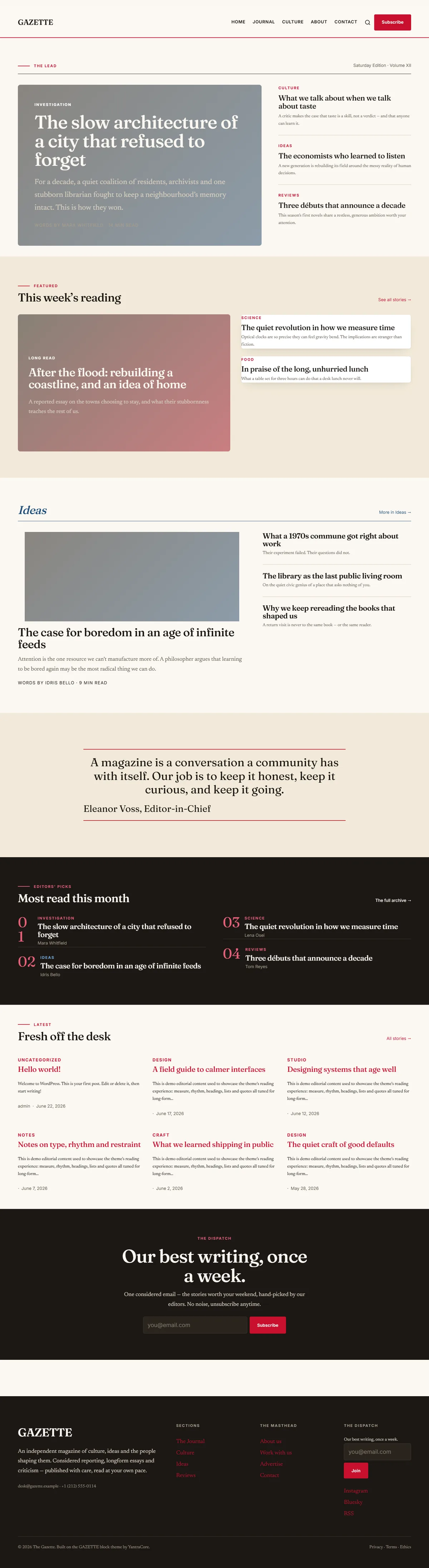 GAZETTE — WordPress Magazine Theme screenshot 1