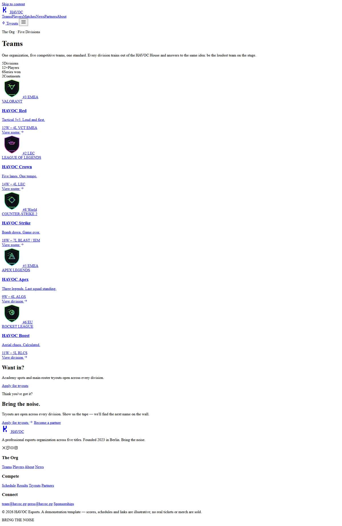 HAVOC — Esports Organization screenshot 2