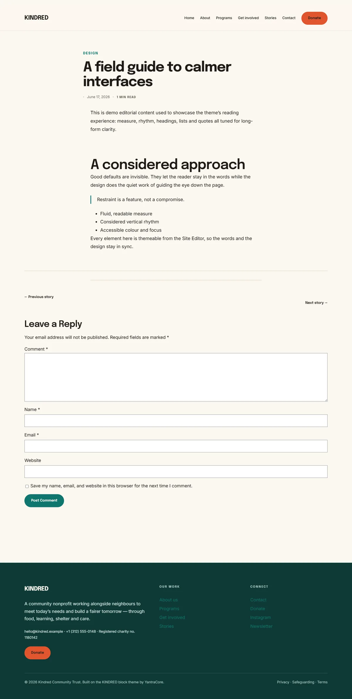 KINDRED — WordPress Nonprofit Theme screenshot 2