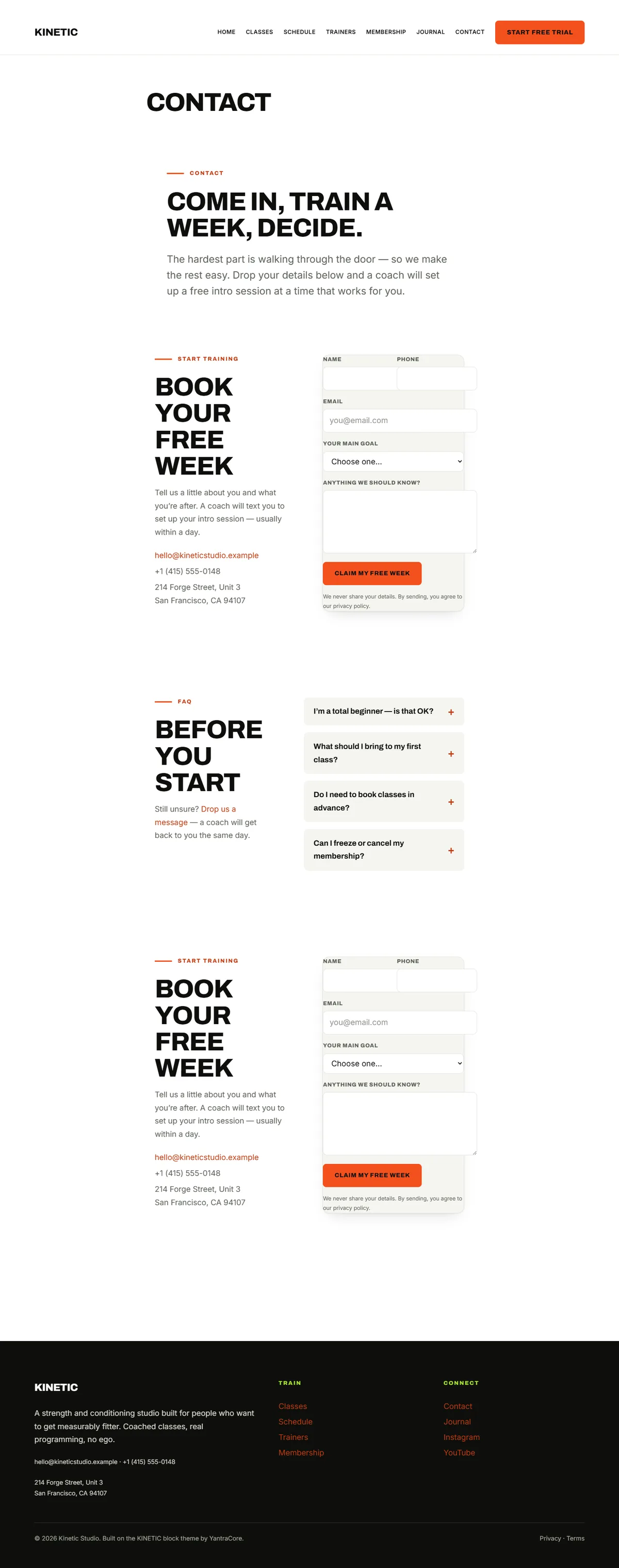 KINETIC — WordPress Gym & Fitness Theme screenshot 3