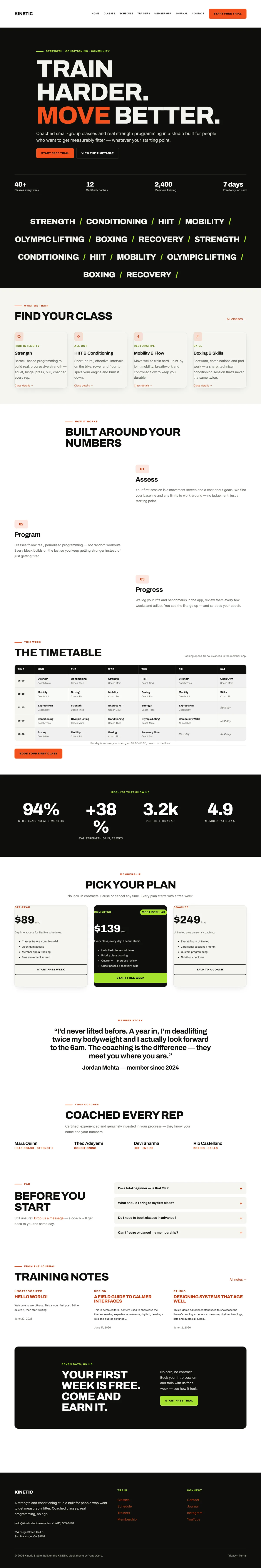 KINETIC — WordPress Gym & Fitness Theme screenshot 1