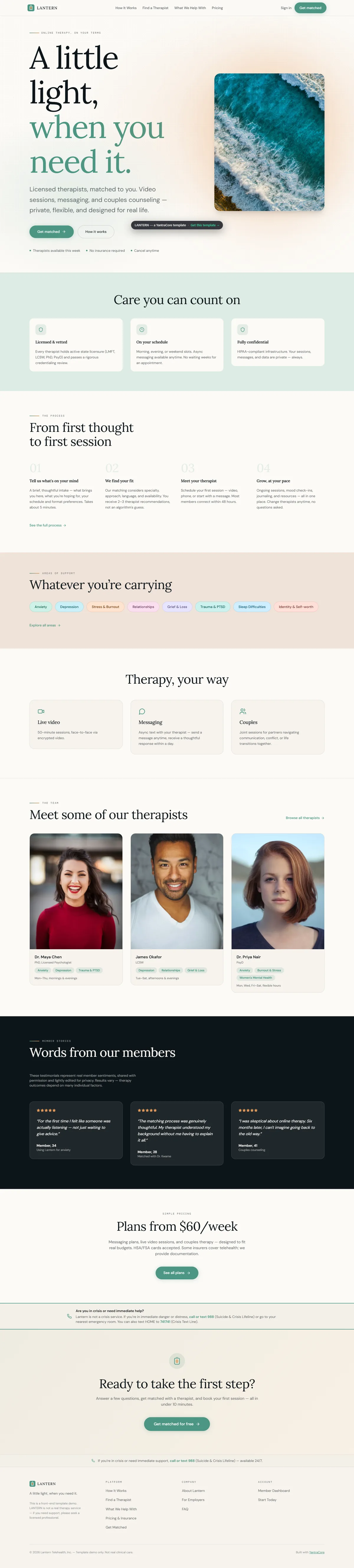LANTERN — Telehealth & Therapy Platform screenshot 1