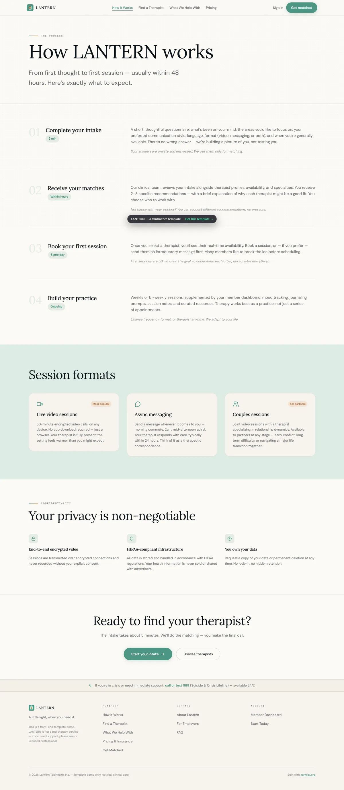 LANTERN — Telehealth & Therapy Platform screenshot 3