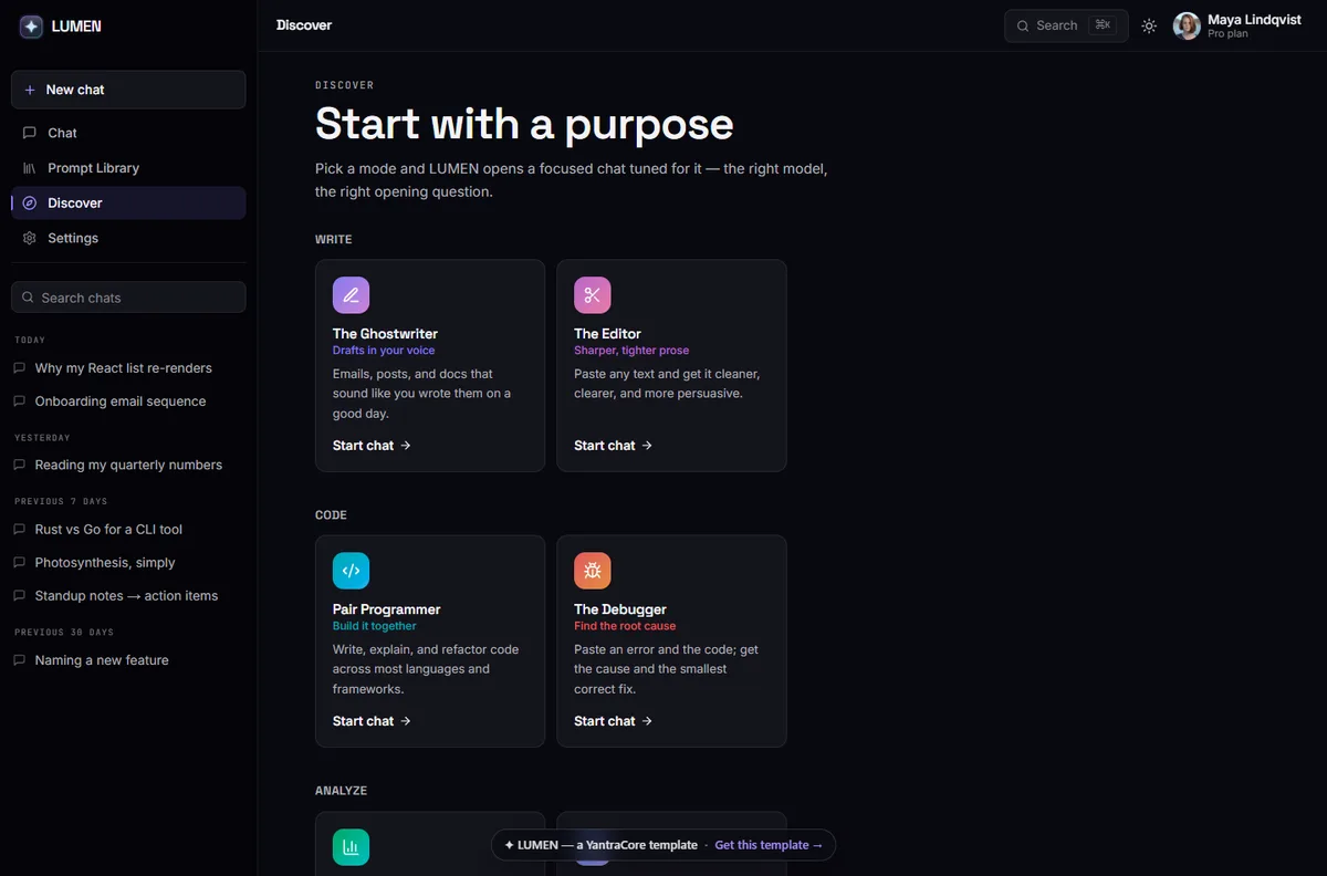 LUMEN — AI Assistant / Chat UI screenshot 2