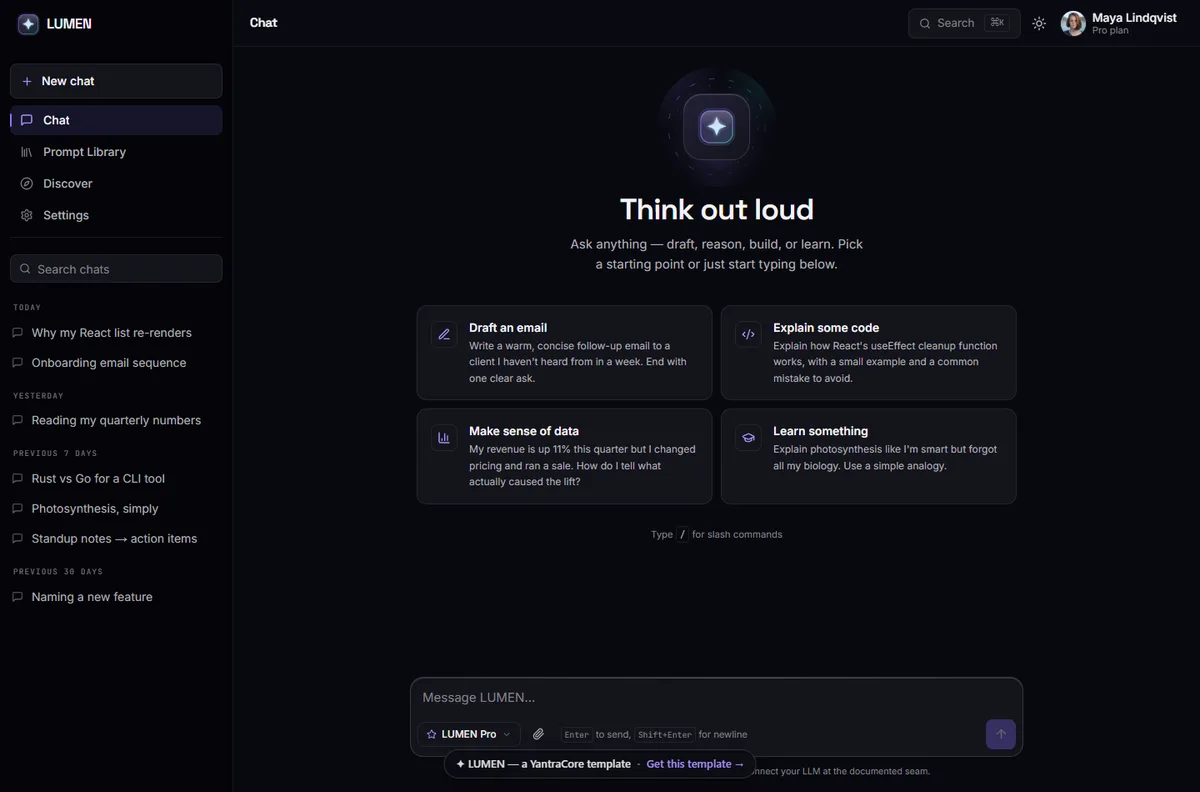 LUMEN — AI Assistant / Chat UI screenshot 1