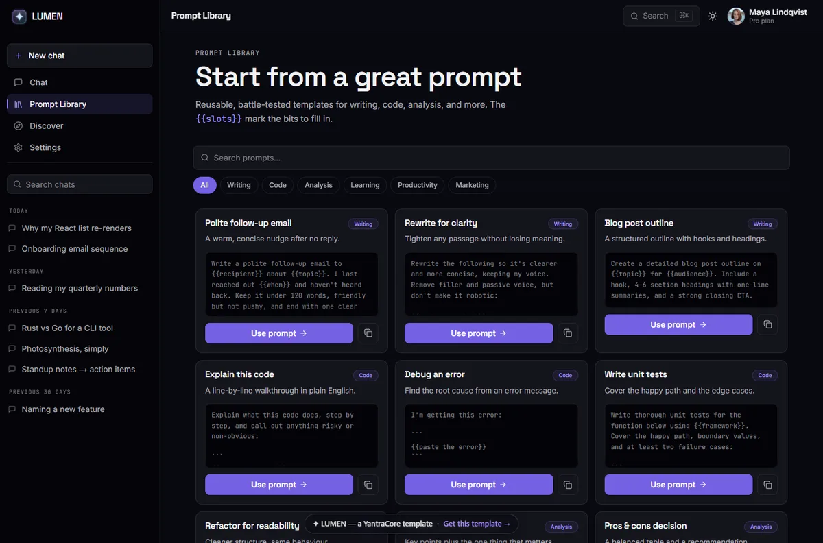 LUMEN — AI Assistant / Chat UI screenshot 3