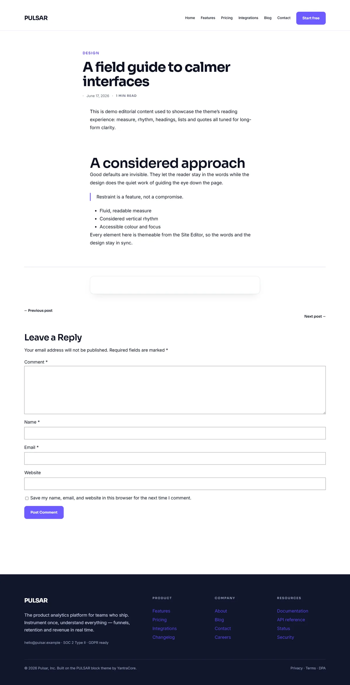 PULSAR — WordPress Block Theme screenshot 2