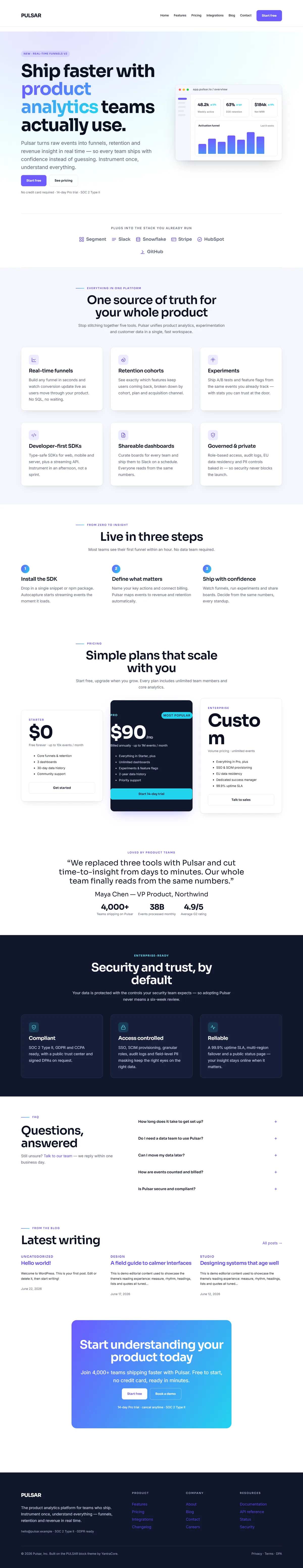 PULSAR — WordPress Block Theme screenshot 1