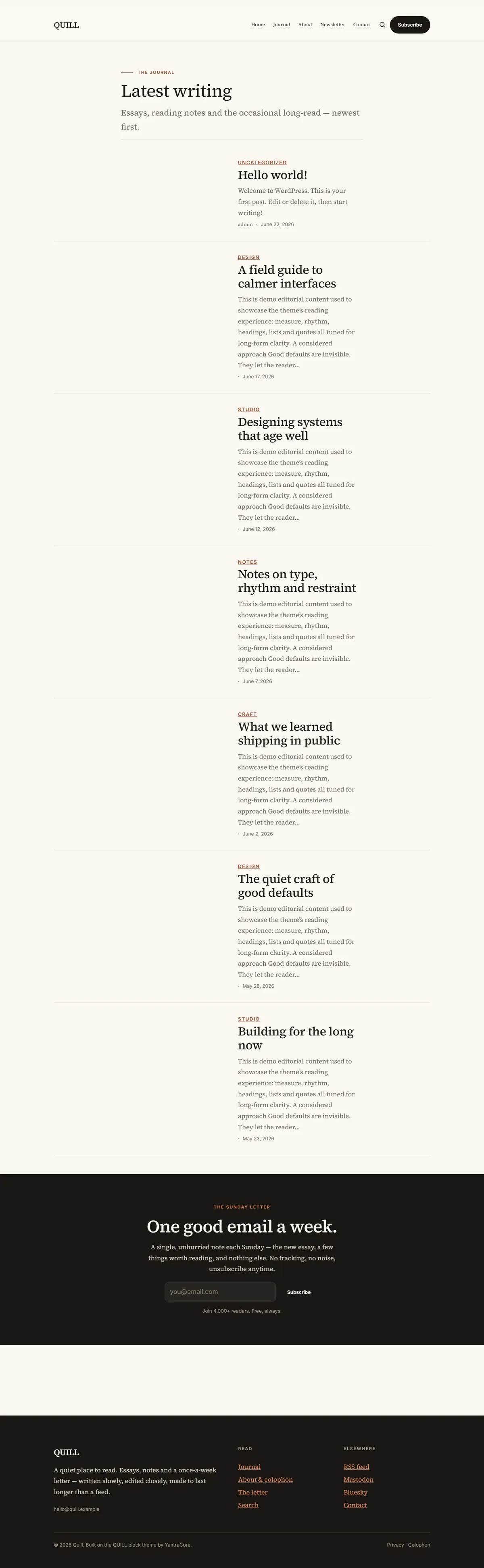 QUILL — WordPress Blog & Newsletter Theme screenshot 5