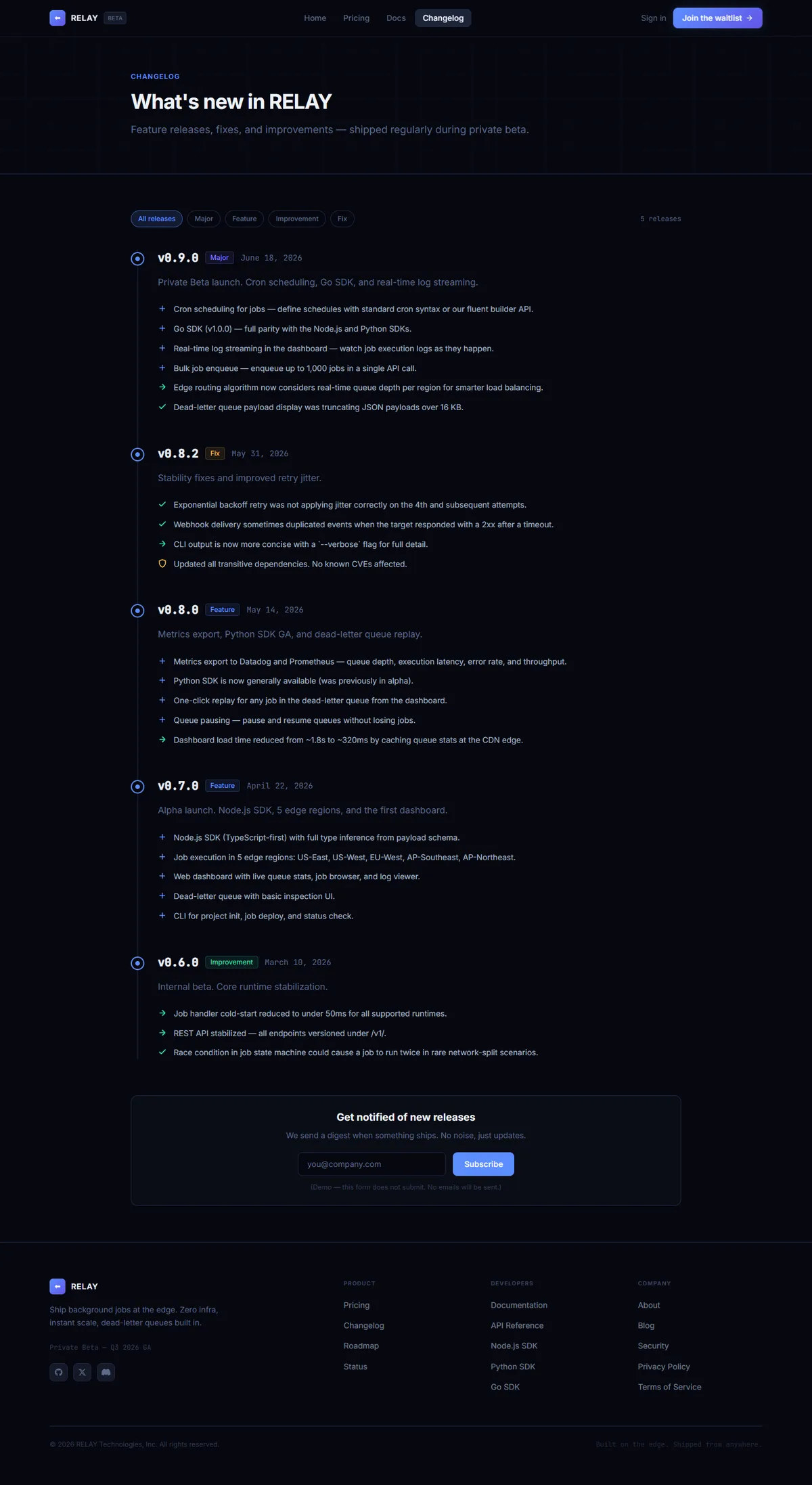 RELAY — Developer-Tool Landing screenshot 2
