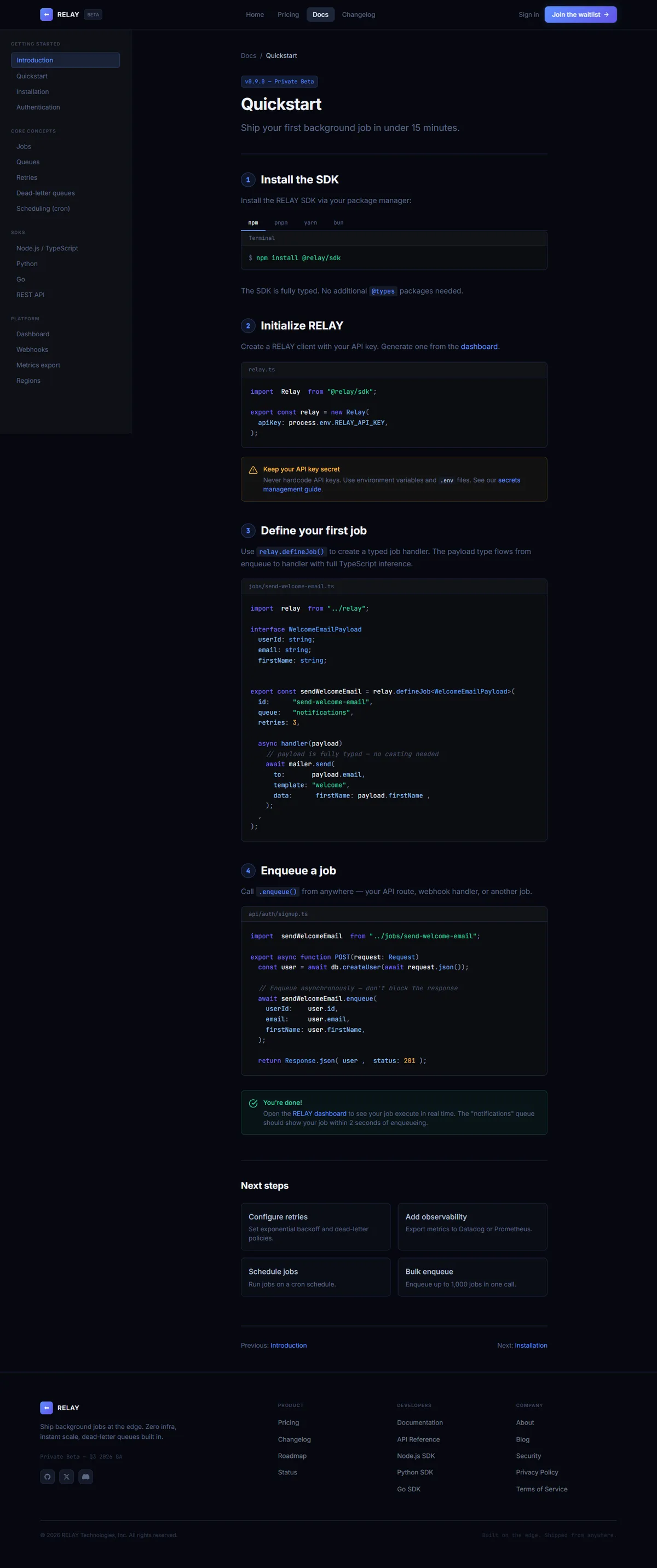 RELAY — Developer-Tool Landing screenshot 3