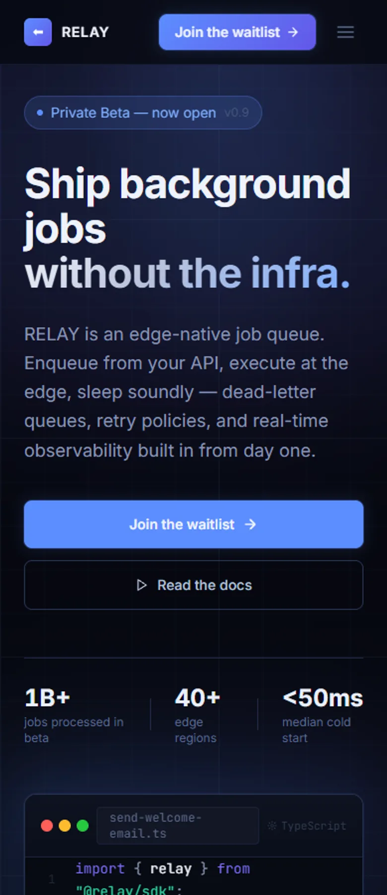 RELAY — Developer-Tool Landing screenshot 6