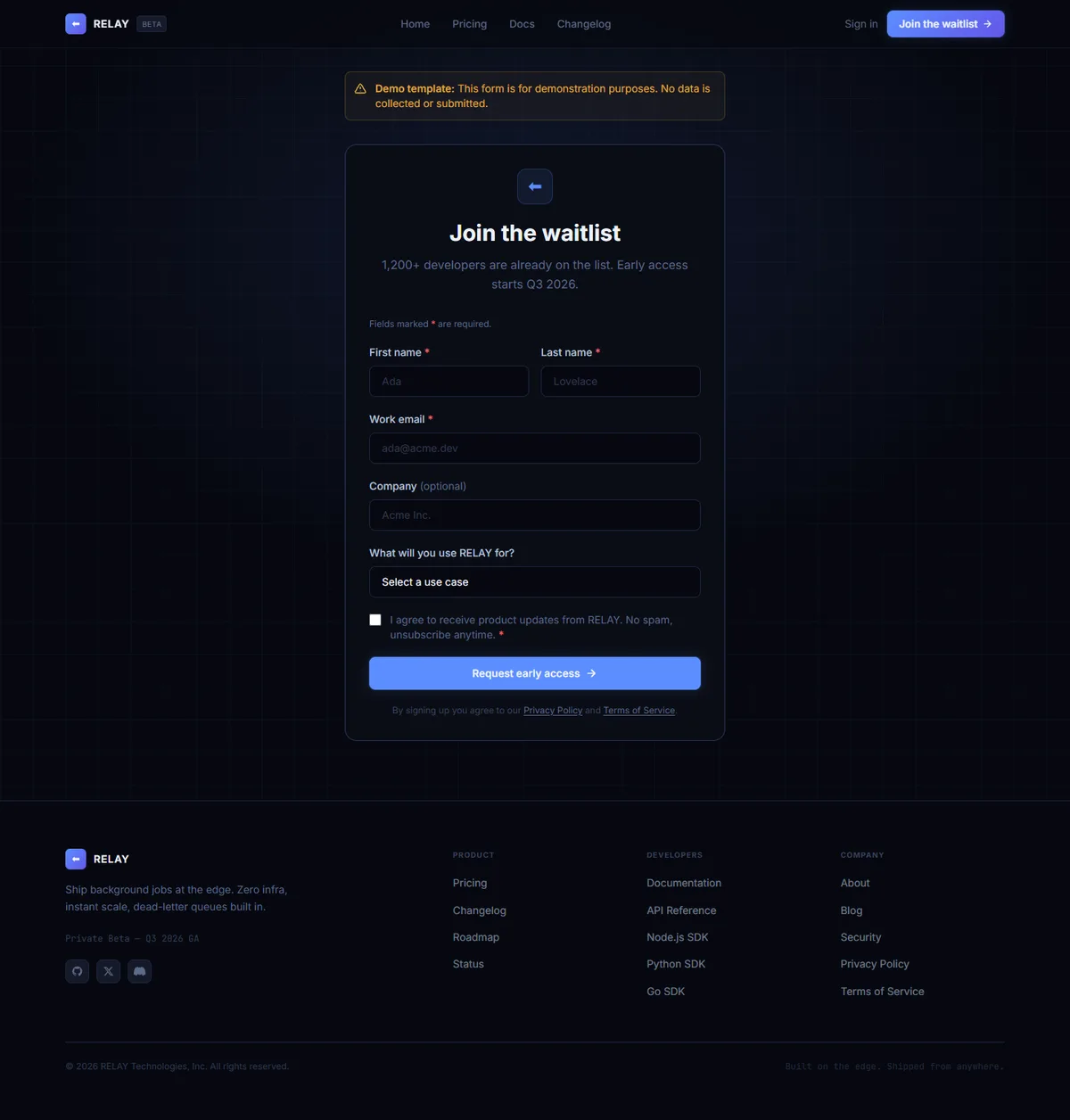 RELAY — Developer-Tool Landing screenshot 5