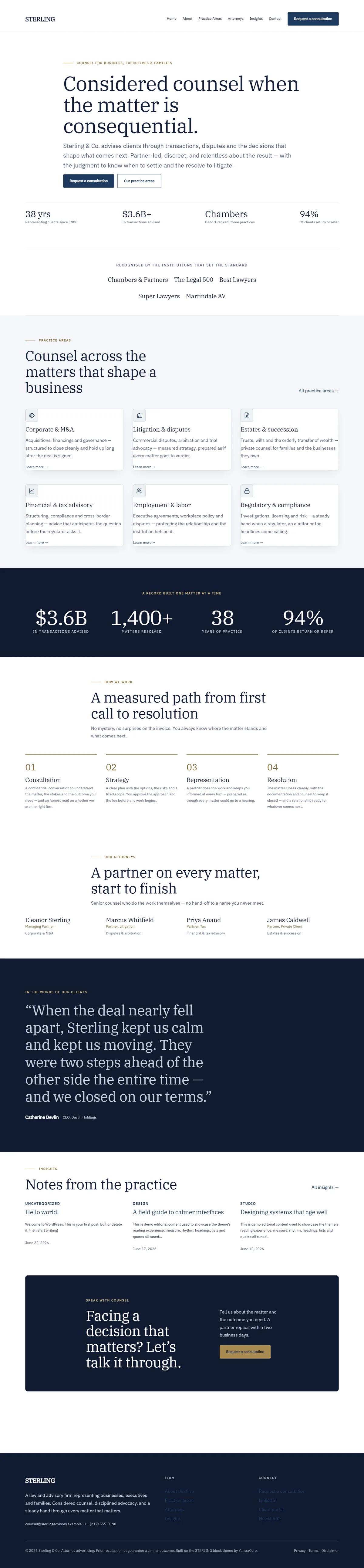 STERLING — WordPress Block Theme screenshot 1