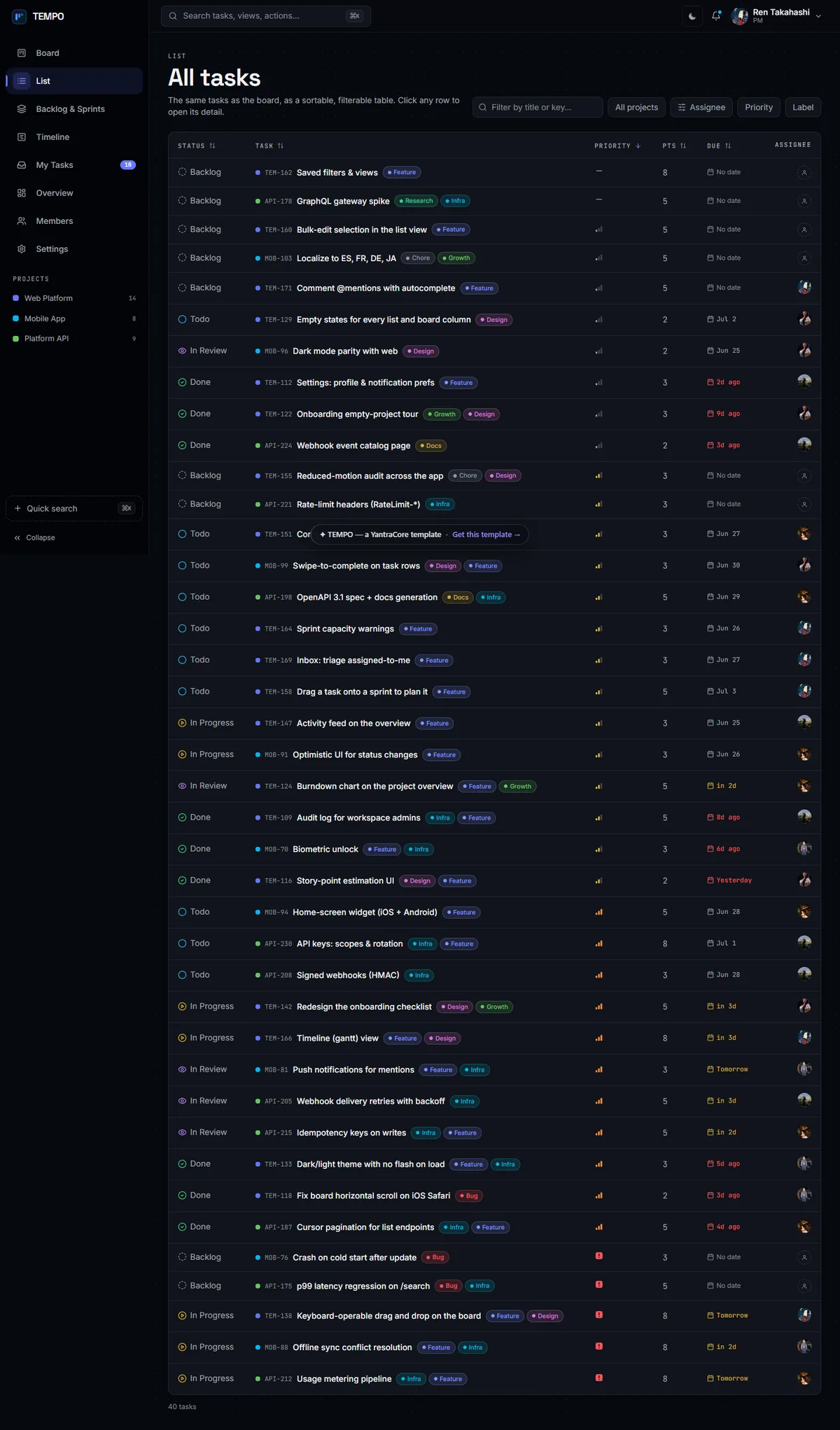 TEMPO — Project Management & Kanban screenshot 4