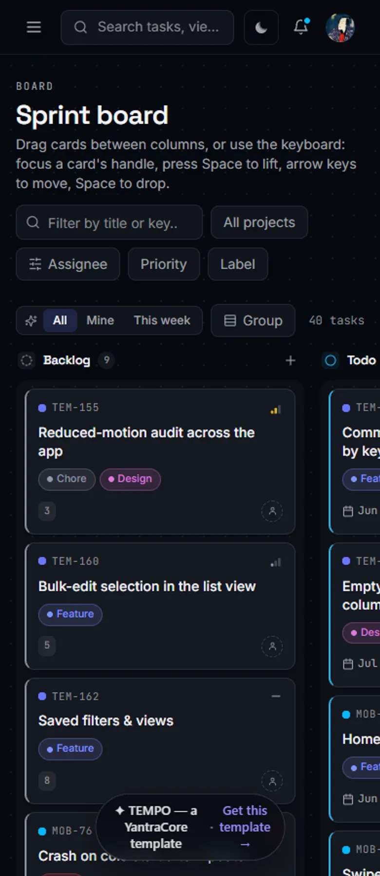 TEMPO — Project Management & Kanban screenshot 7